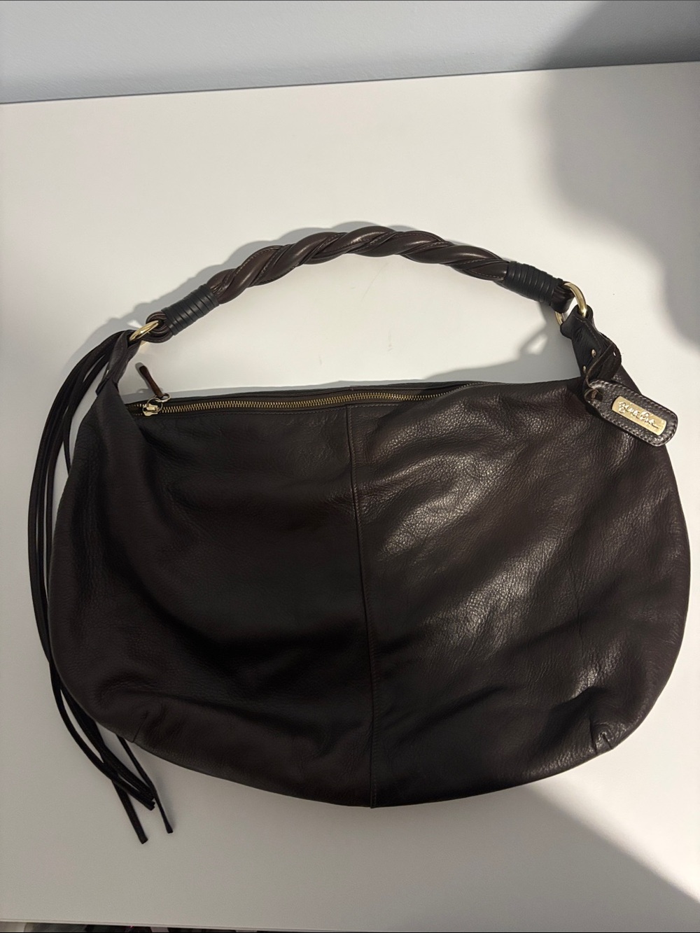 Zina Eva Women’s Dark Brown Pebbled Leather Shoulder Bag